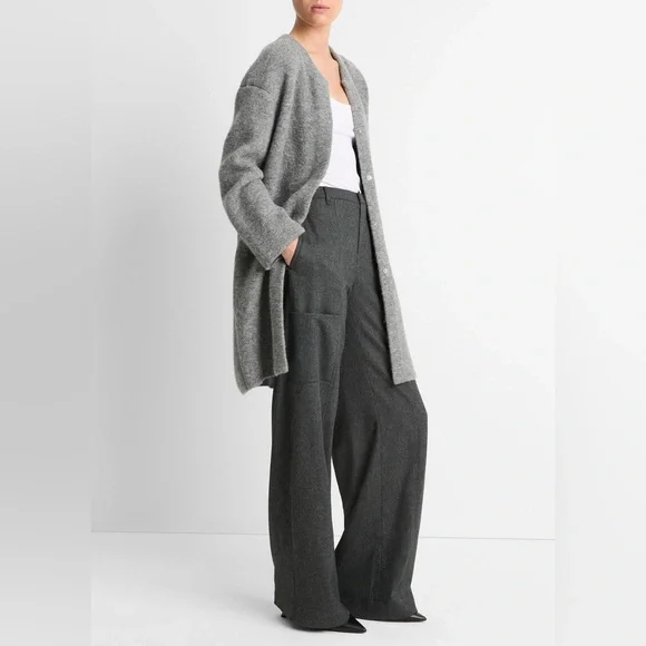 Vince grey Textured Soft Sculpted Car Coat medium - Picture 1 of 16